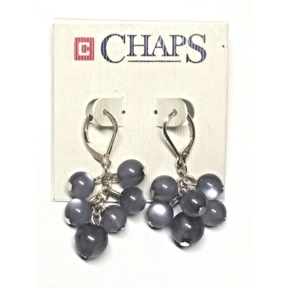 Vintage Chaps Earrings cluster gray silver Dangle Drop 1.75" long very pretty